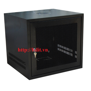 Tủ rack 10U-D500 treo tường, màu đen, cửa lưới