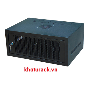 Tủ rack 4U-D400 treo tường, màu đen, cánh lưới