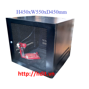 Tủ Rack 9U-D450 Treo tường, màu đen, cánh lưới