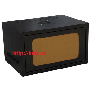 Tủ rack 6U-D400 treo tường, màu đen, cánh Mica