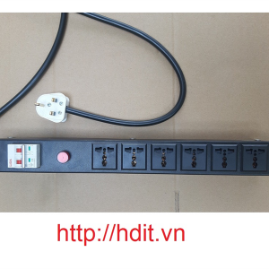 Ổ điện 19", 06 ổ cắm 3 chấu chuẩn đa dụng, cáp nguồn 1.5m (3x2.0mm), có CB 16A (PDU6PUCP)