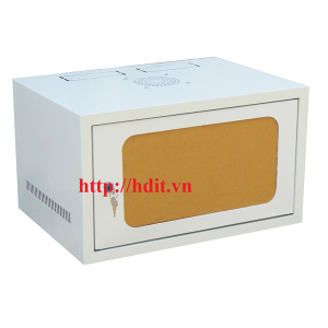 Tủ rack 6U-D400 treo tường, màu trắng, Cánh mica