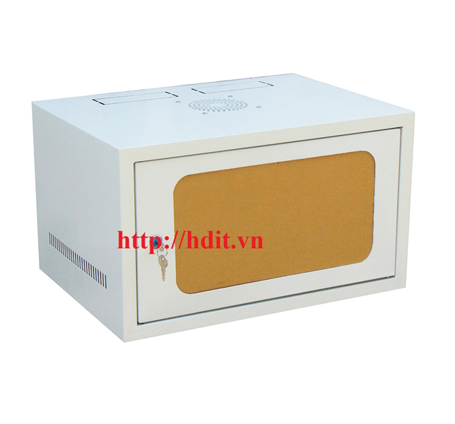 Tủ rack 6U-D400 treo tường, màu trắng, Cánh mica