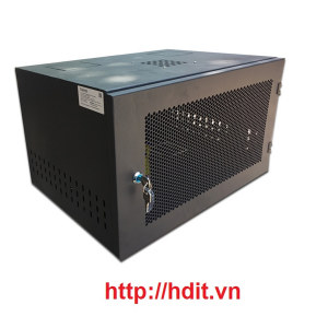 Tủ Rack 6U-D400 Treo tường, cánh lưới, màu đen